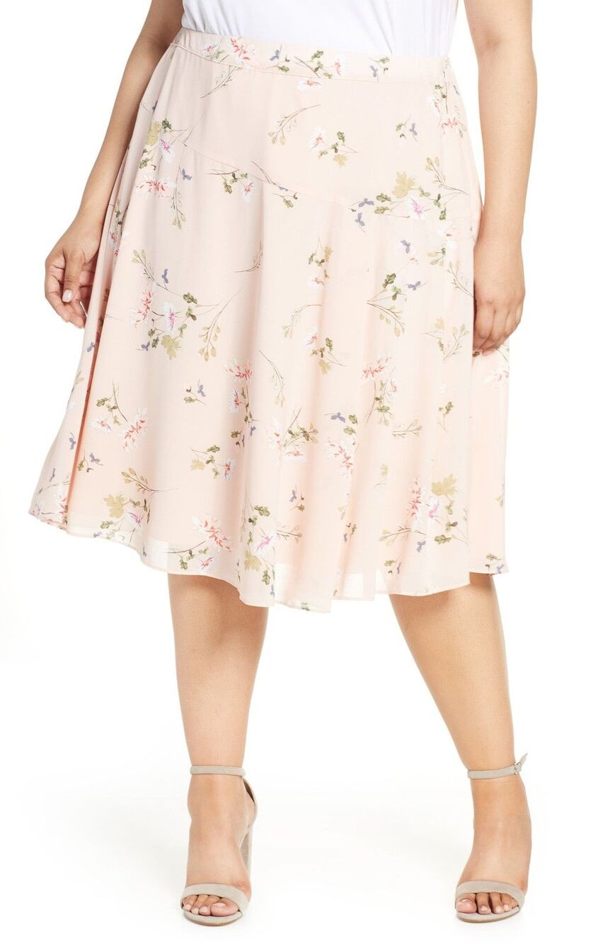 Rachel Ray Collection Floral Draped Skirt - Blush Combo - Size 18W (2X) $119